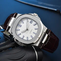 40MM Fashion NH35 Movement Automatic Mechanical Men's Watch Sapphire Crystal Date Leather Strap