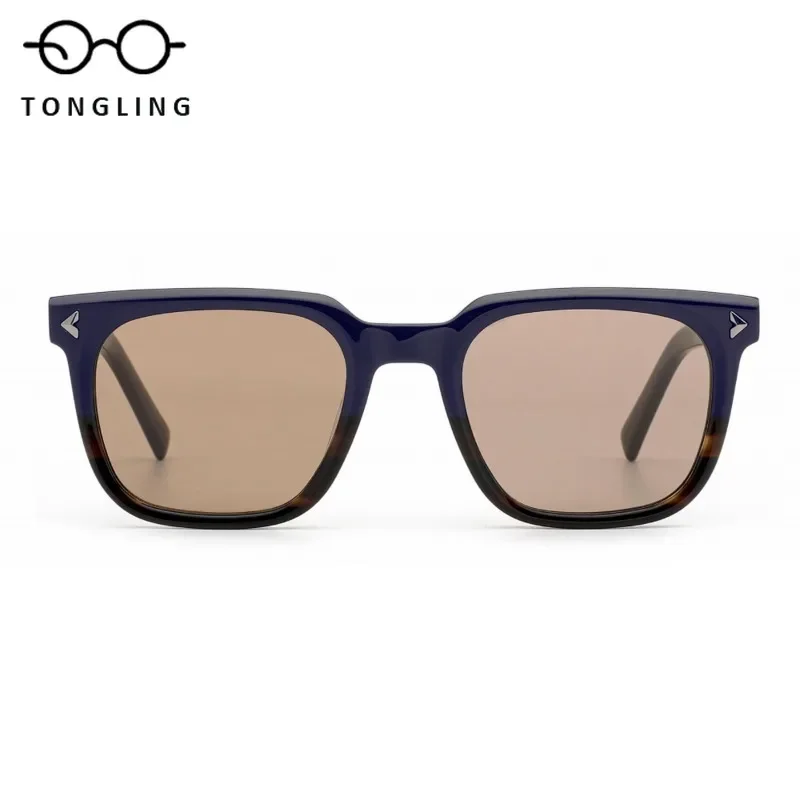 New Retro Men Fashion Large-Framed Acetate UV Protection Personalized Driving SunglassesHigh-Quality Handcrafted Women Glasses