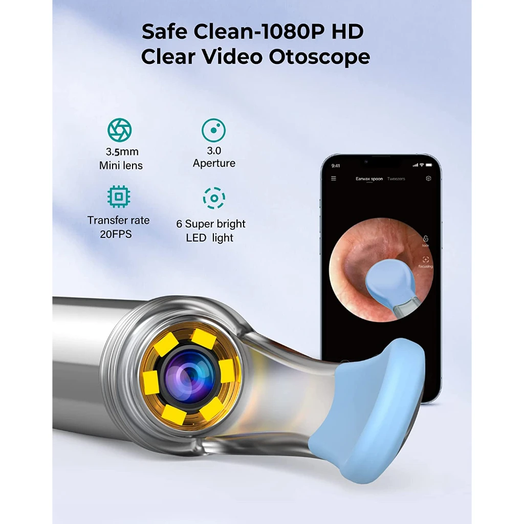 New Bebird Smart Visual Ear Sticker R1+ With Micro Camera 8 Million Pixels 6 LED Light For Home Ear Inspection Video Otoscope