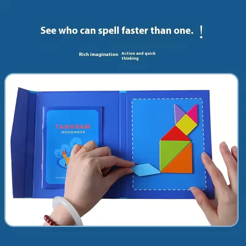 Funy Puzzle magnetico Forme geometriche 3D Tangram Board asilo Giochi Montessori per bambini asiloGiocattoli