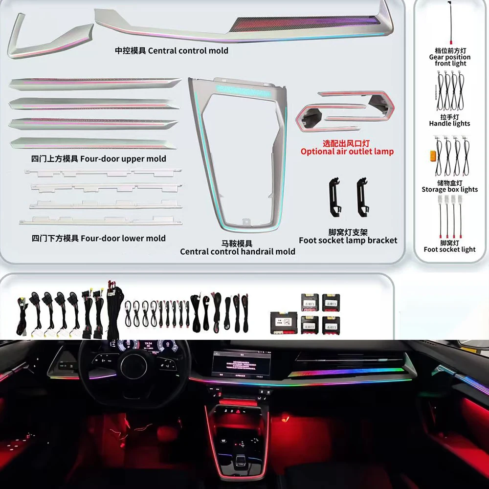 Interieur LED sfeerverlichting voor Audi A3 2021 2022 2023 2024 2025 Atmosfeerlichten ambient light RGB magic Symphony Ambient Light - afbeelding 2