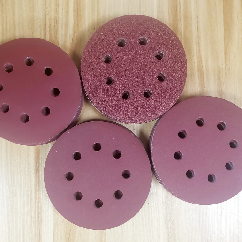 100pcs/set 125mm 5"/5inch Sanding Discs 8 Holes Sandpaper Pads Set Hook & loop Abrasive sander paper for polishing tools