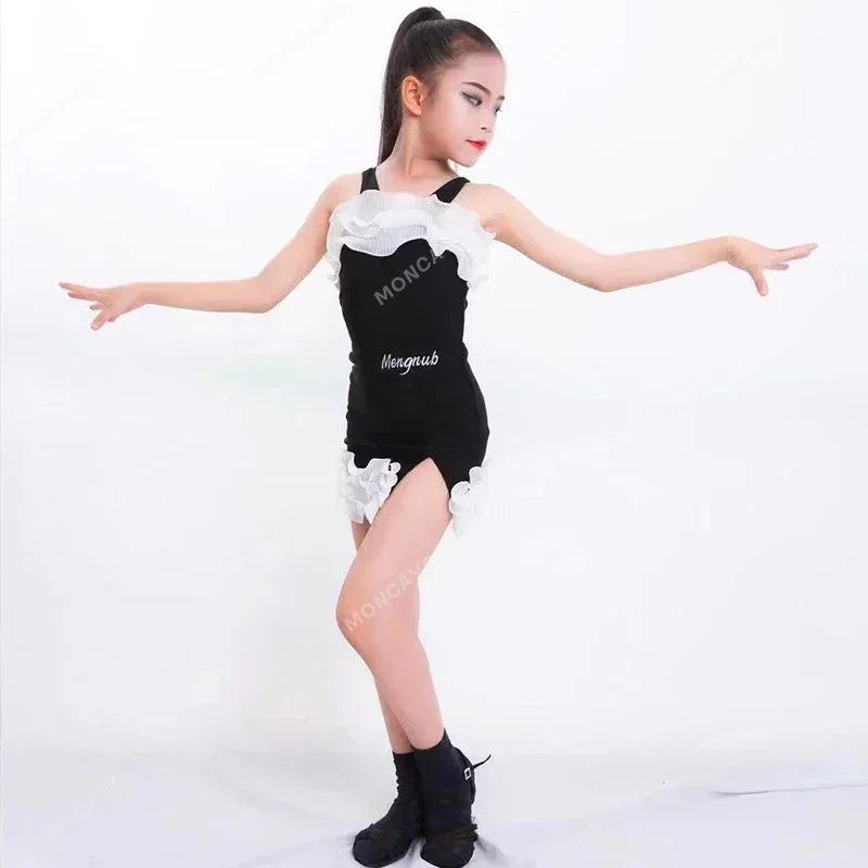 Latin Dance Dress for Girl Ballroom Dancing Rumba Samba Latin Dance Costume Kids New Collar Modern Carnival Jazz Dancewear