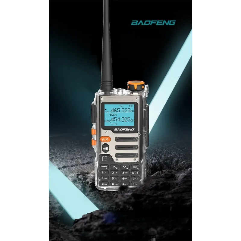 Baofeng BF-K68 Pro راديو محمول بتصميم شفاف ثنائي النطاق عالي الطاقة للاستخدام التجاري والصناعي في الهواء الطلق