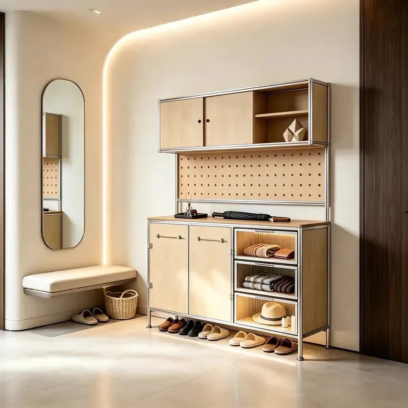 Birch Ocean Panel Aluminum Profile Side Cabinet Drawer Type Simple Modern Display Cabinet Locker Storage Cabinet Locker