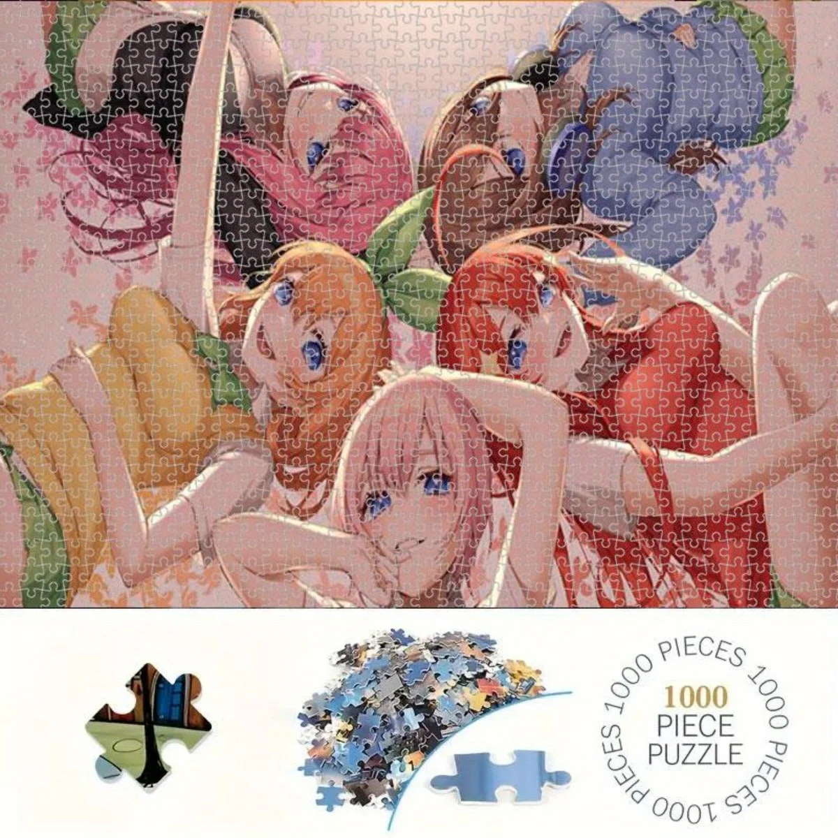

1000 шт. головоломка для взрослых - сложная головоломка своими руками с яркими аниме-девочками и цветочными акцентами - художественный декор стен для спальни