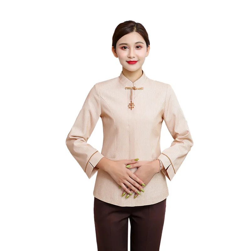 Hotel Guest Room Attendant Autumn Winter Linen Property Cleaner Work Uniform Long SleevePAHousekeeping Uniform for Aunty