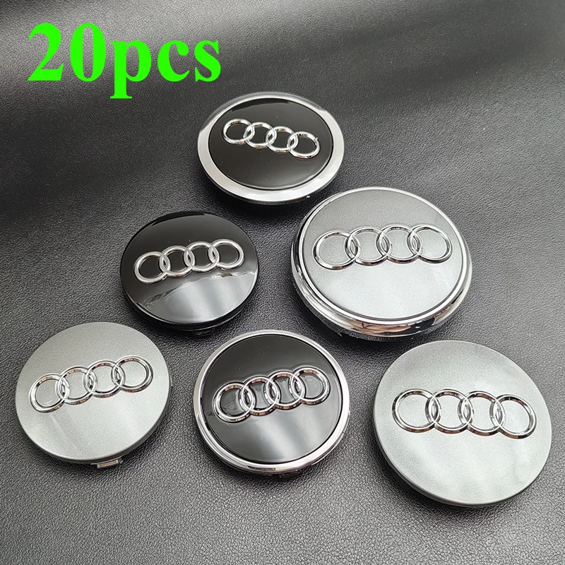 20Pcs 60mm 61mm 68mm 69mm 77mm Audi Hub Caps Car Wheel Center Caps  For Audi A1 A2 A3 A4 A5 A6 A7 A8 Q2 Q3 Q5 Q7 Accessories