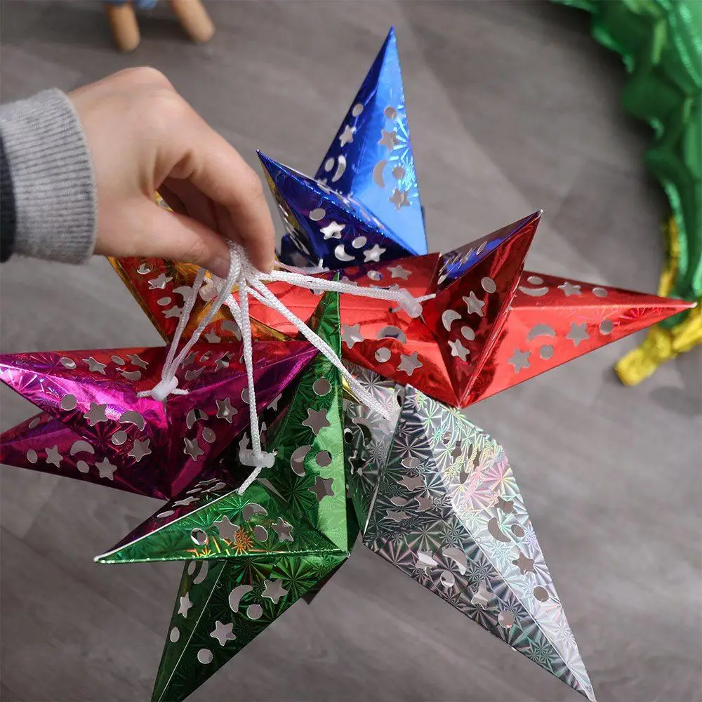Out Wedding Party Pendant Lamp Covers Paper Lantern Stars Lampshade Christmas Decoration Hanging Lights Decoration Ornaments