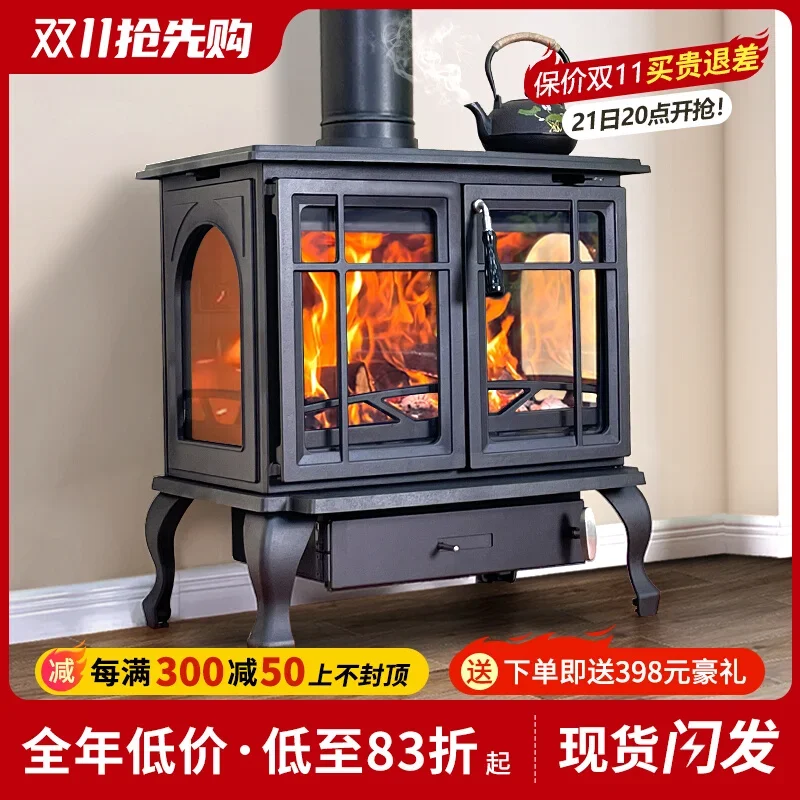 Real fire fireplace Rural heating Cast iron wood-burning fireplace Real fire firewood-burning firewood heating fireplace