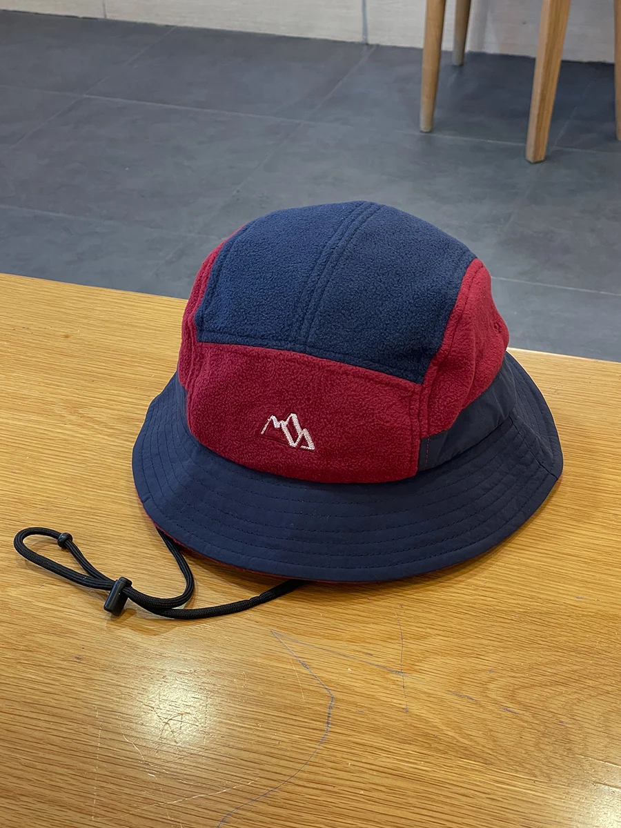 Embroidery Outdoor Camping Color Matching Bucket Hat Female Couple Warm Bucket Hat Male Winter