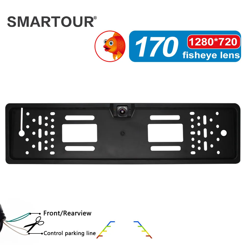 

SMARTOUR CCD 12V Car Rear View Camera Parking Parktronic With European License Plate Holder Frame Universal Auto Accessories