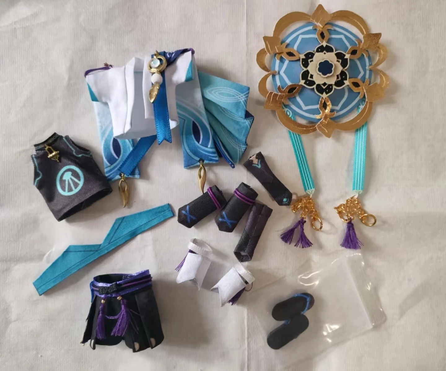 

Handmade Custom OB11 Doll Clothes Full Set with Faceplate & Hat | Indigo Layered Kimono Style | Anime Boy BJD Collector Fashion