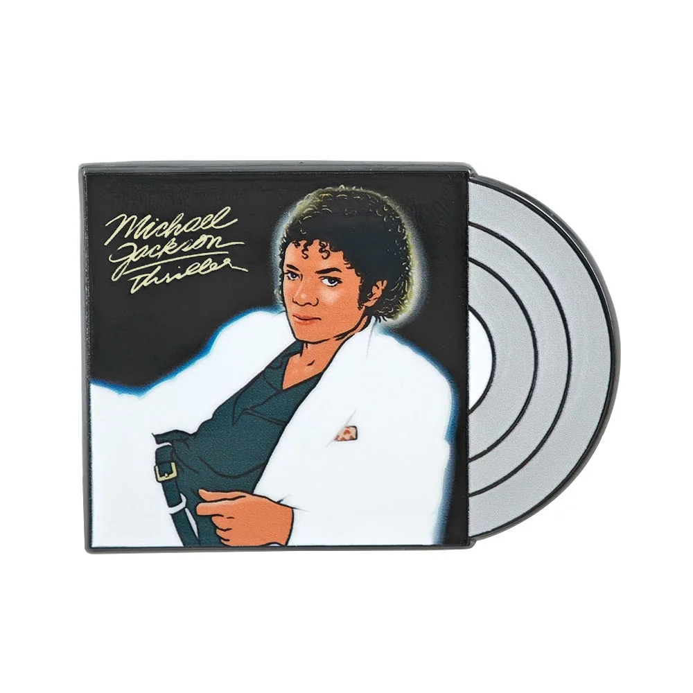 A-Michael J-Jackson Thriller Brosche Vinyl-Schallplatte Metall-Abzeichen King of Pop Album Emaille-Pin MJ Musik-Fan-Geschenk – Detail 1