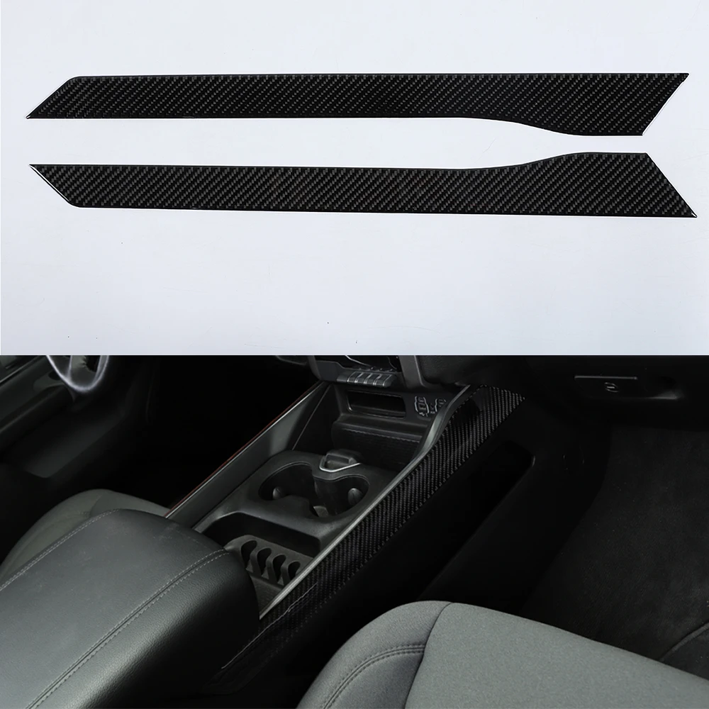 

For Dodge Ram 2018+ Genuine Carbon Fiber Car Water Cup Holder Side Strips Stickers Interior Auto Styling Moldings 2pcs