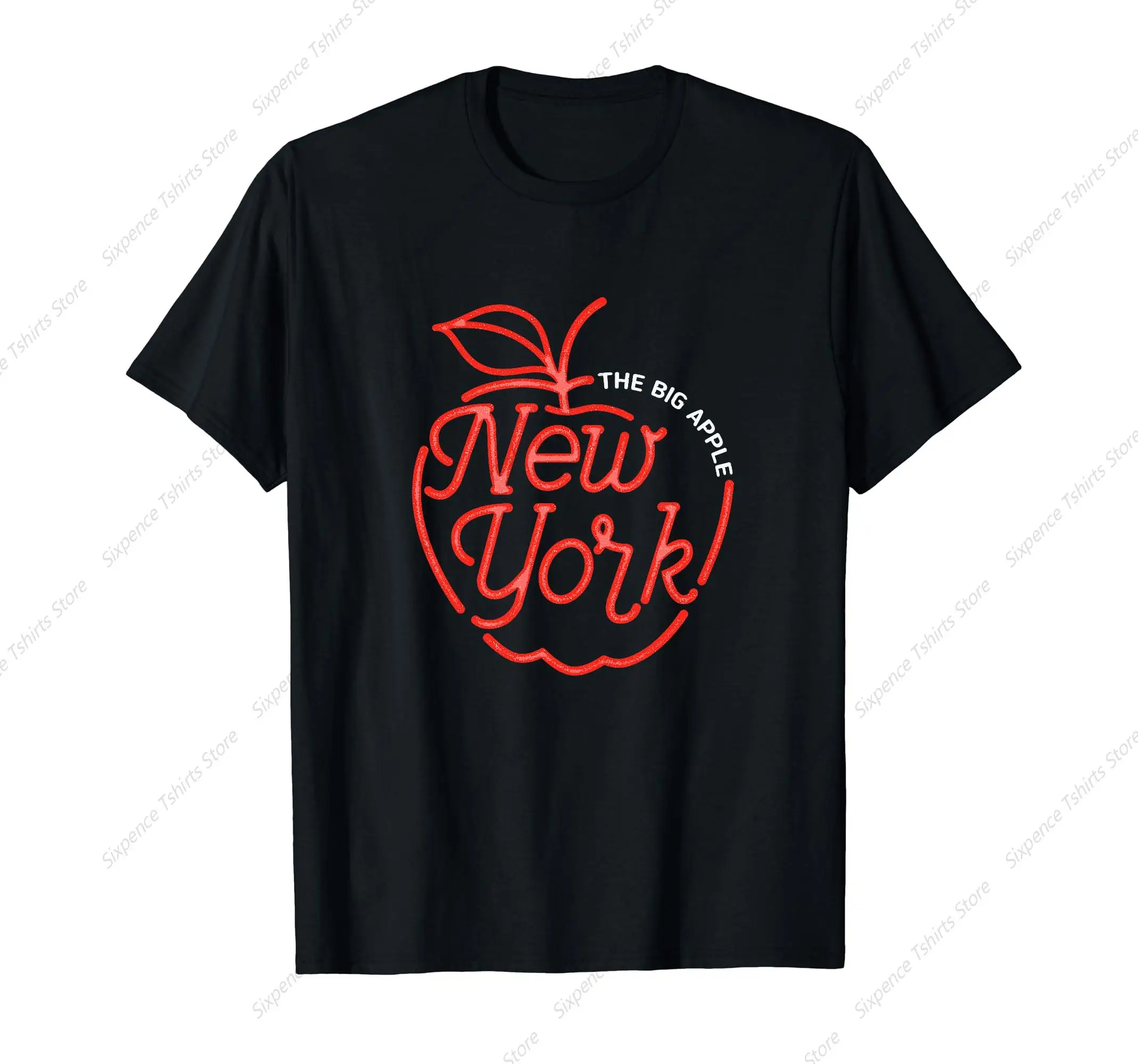 New York The Red Big Apple Travel Souvenir Men‘s T-Shirt Soft Comfortable Easy to Wear Simple Practical not Easy to Shrink