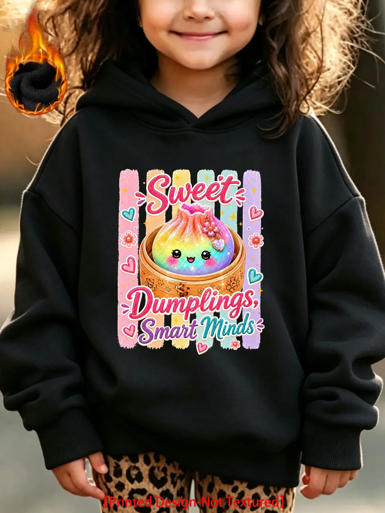 Sweet Dumplings Smart Minds Graphic Hoodies for Teen Girls Warm Printed Sweatshirt Kawaii Birthday Present School Hooded Tops