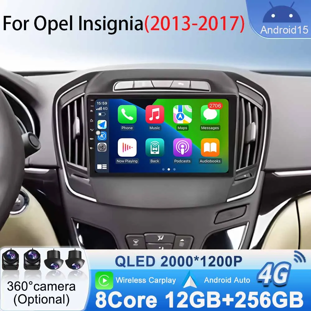

For Opel Insignia 2013 - 2017 Android 15 Car Radio Stereo Bluetooth GPS Navigation Carplay Multimedia Android Auto Video Player