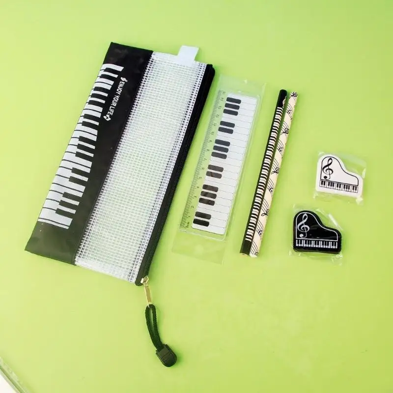 2025 New Pencil Case and Wooden Pencil Set with Multiple Storage Compartments, White Front Panel, Coordinated Supplies, and