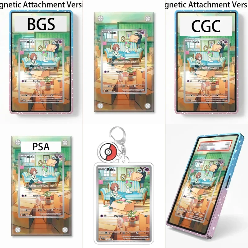 Art Display for Pokemon TCG Ralts Anime Expand Art Fans Gift Recyclable Acrylic Protective Case Keychain