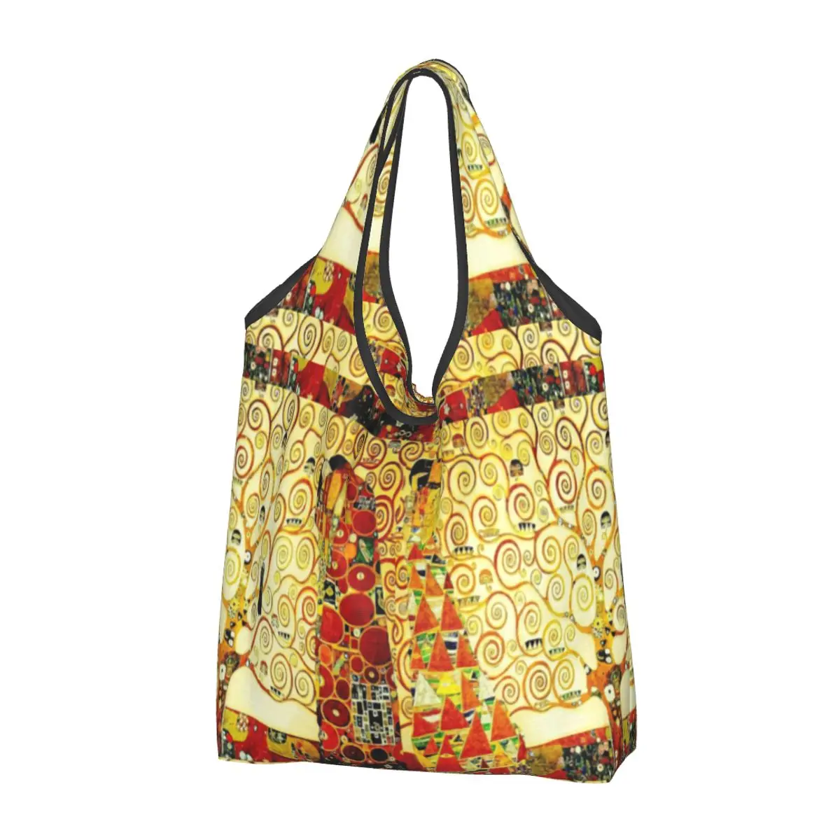 The Tree Of Life By Gustav Klimt Grocery Shopping Bags Cute Shopper Shoulder Tote Bag Big Capacity Portable Painting Art Handbag