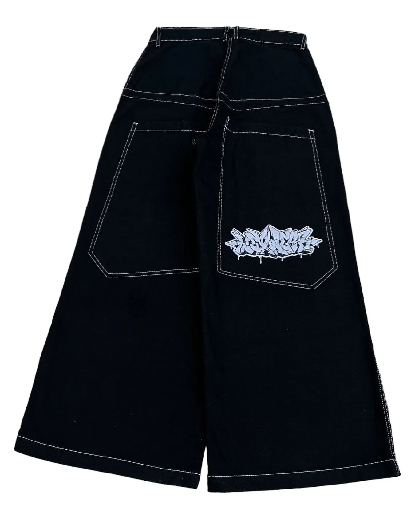 Hip Hop Street Y2k Oversized Pocket Letter Embroidery Baggy Jeans Rock Men Women Fashion Retro High Waist Wide Leg Pants