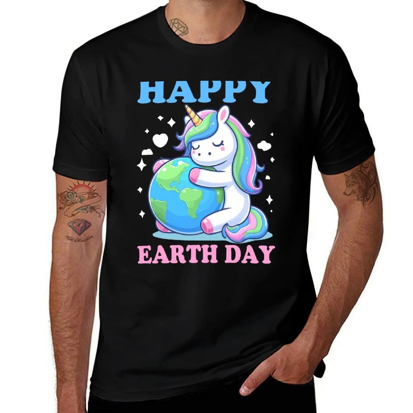 Earth Day Unicorn Environmental Awareness Groovy Girls boys T-Shirt Casual Lightweight Short Sleeve Top