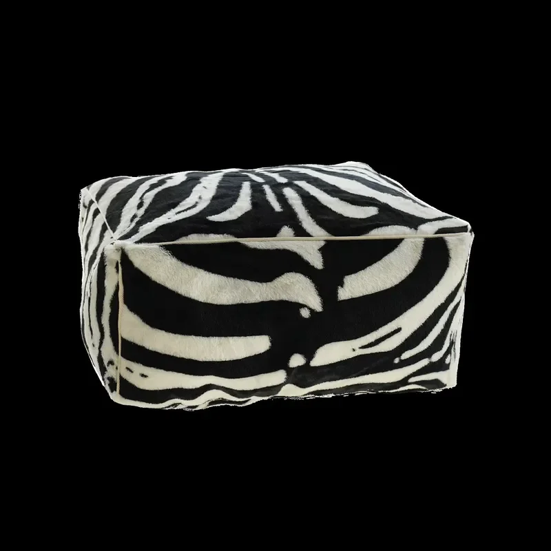

【CHIMU HOME】 Modern Faux Fur Print Ottoman Pouf Eco Friendly Durable One Seat Stool for Resting Reading Playing for