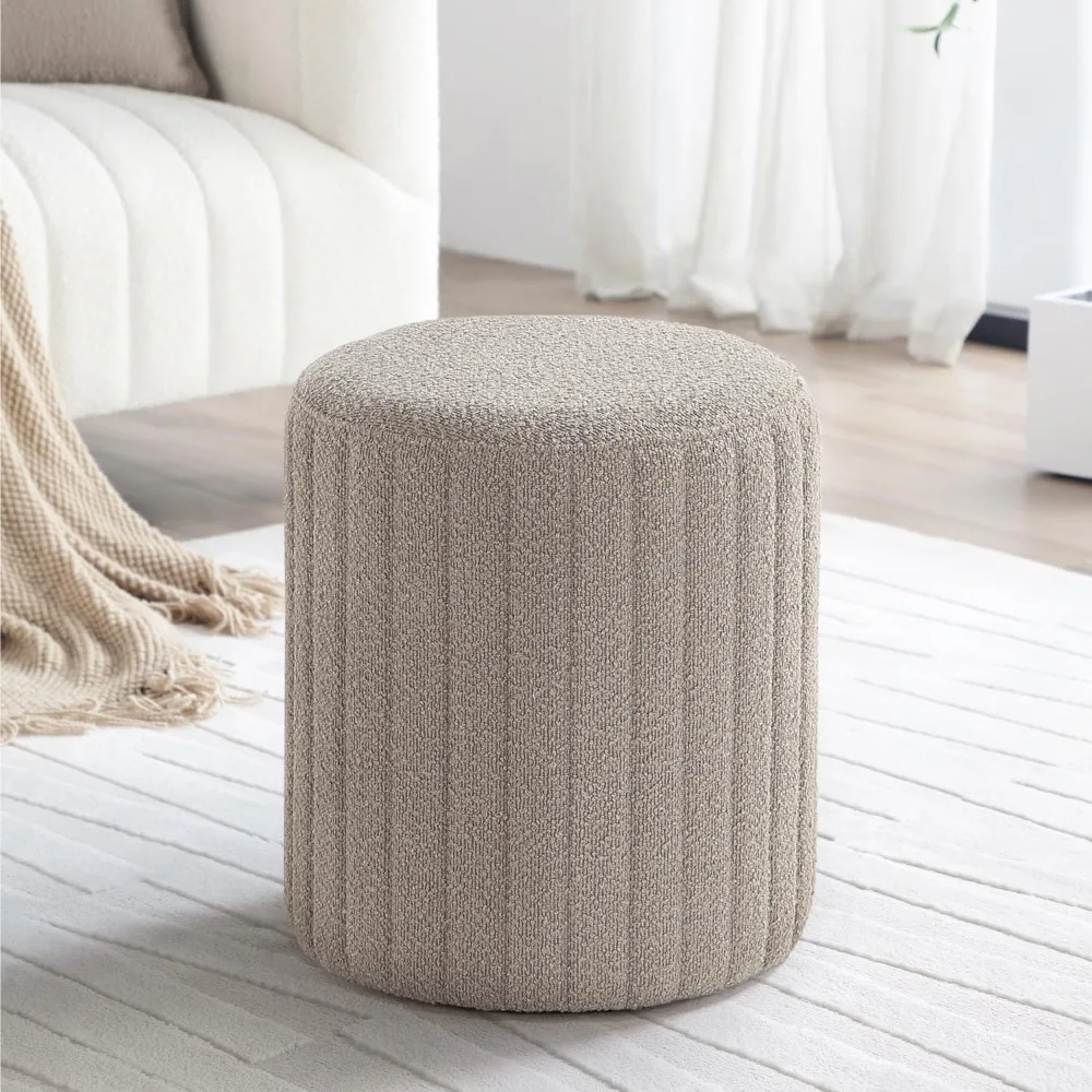 

Modern Round Ottoman with Soft Padded Seat, Multifunctional Vanity Chairs for Makeup, Upholstered Footrest Stool Ottoman Foot S