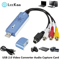 LccKaa USB Audio Video Capture Card Adapter RCA to USB 2.0 Video Capture Converter With USB Cable For TV DVD VHS Capture Device