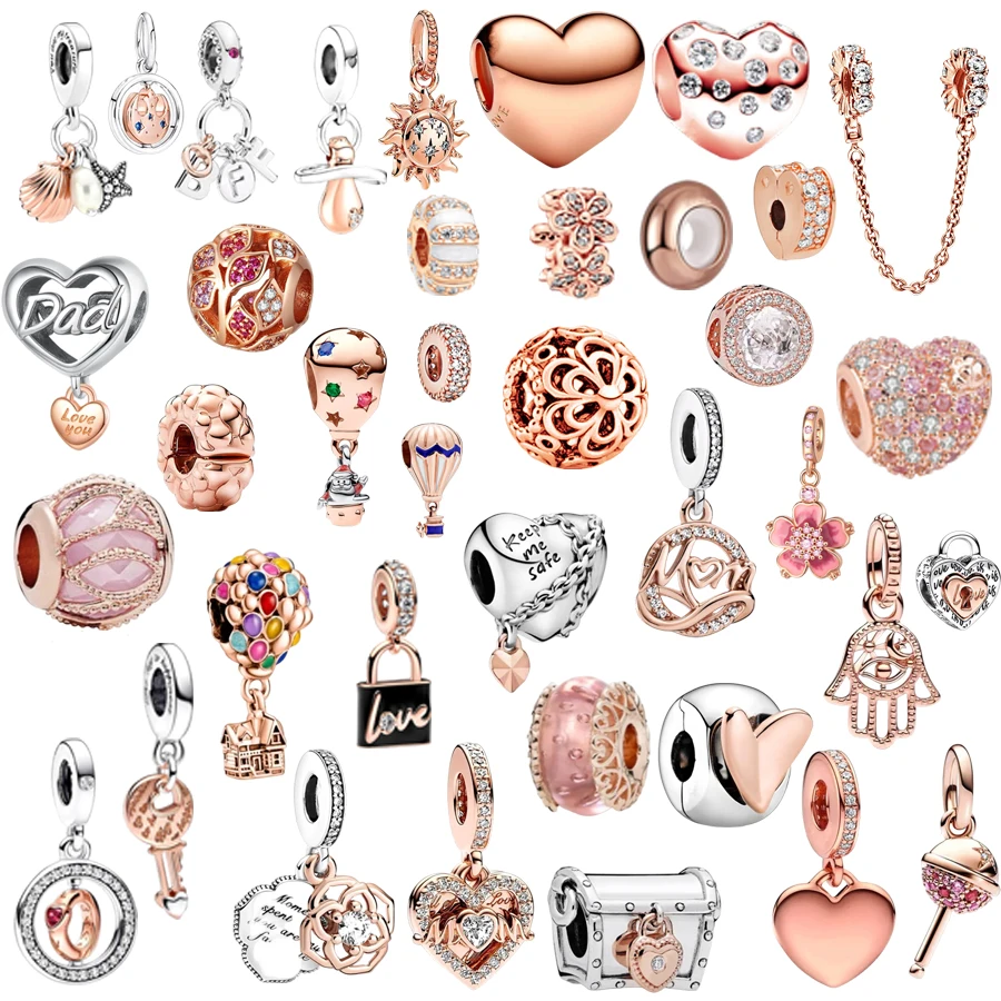 

НОВЫЕ подвески в виде сердца/любова/солнца/воздушного шара, подходят для браслета-цепочки в виде змеи, розовое золото/посеребрение, ювелирные изделия своими руками, подарки для женщин