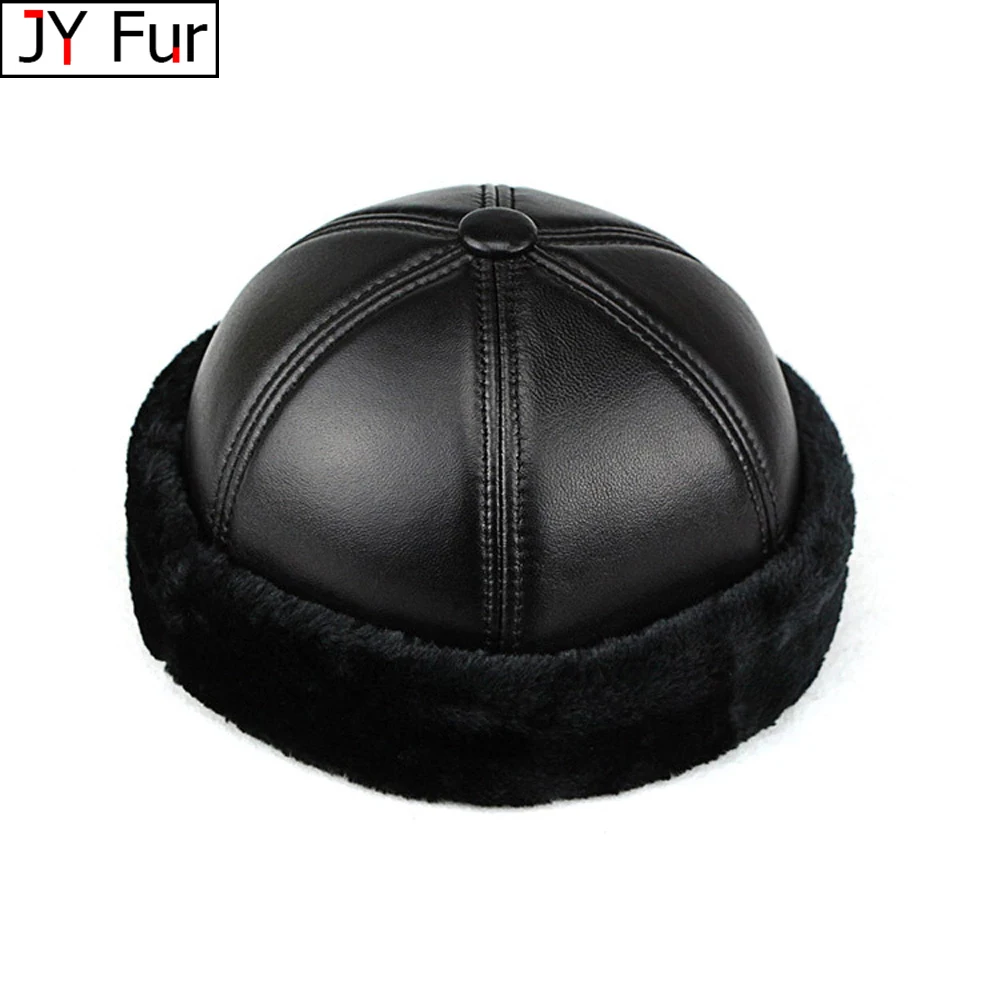 Brand New 2024 Retro Cowhide Bomber Hat Winter Keep Warm Caps Men Women Real Leather Cap Thick Velvet Dad Hat