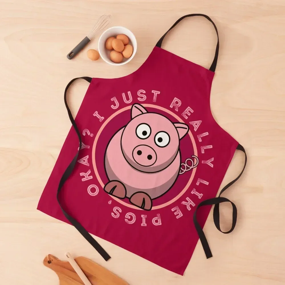 

I Just Really Like Pigs Okay - Funny Retro Style Pig Lover Apron japanese style christmas Children'S painting Apron