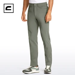 CRZ YOGA Men's Stretch Golf Pants 35'' Slim Fit Work Pants Stretch Waterproof 5-Pocket Thick Travel Pants