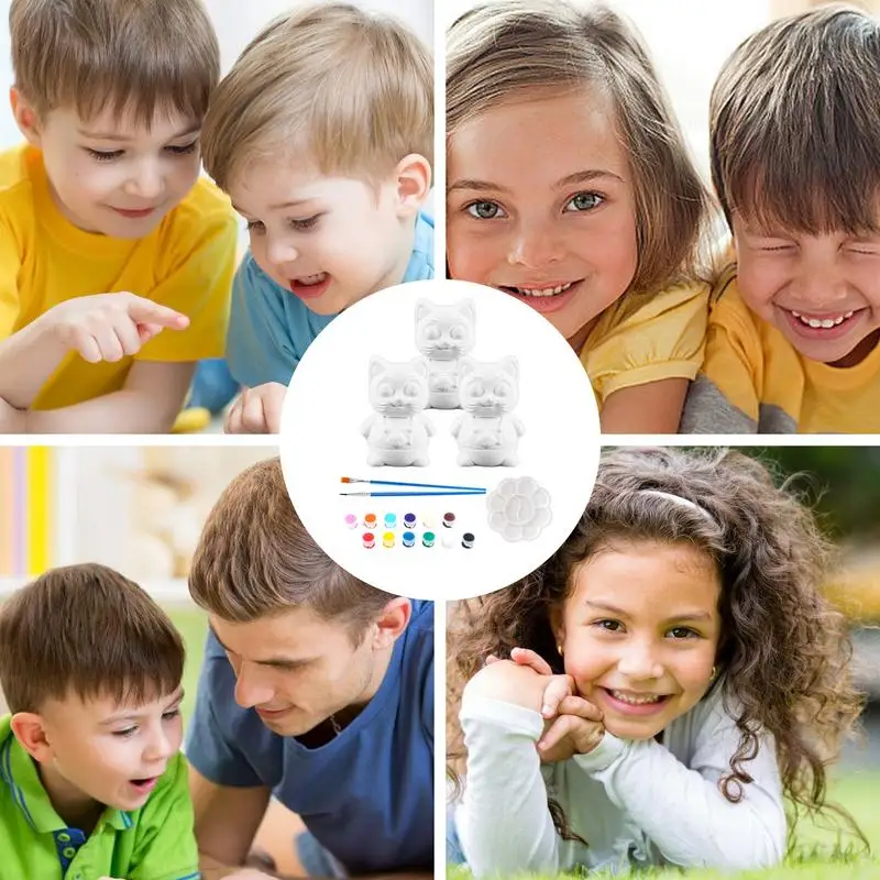 Plaster Painting Kit DIY Plaster Painting Sets For Kids Creative Kids Toys Safe Paintable Miniatures For Education Classroom