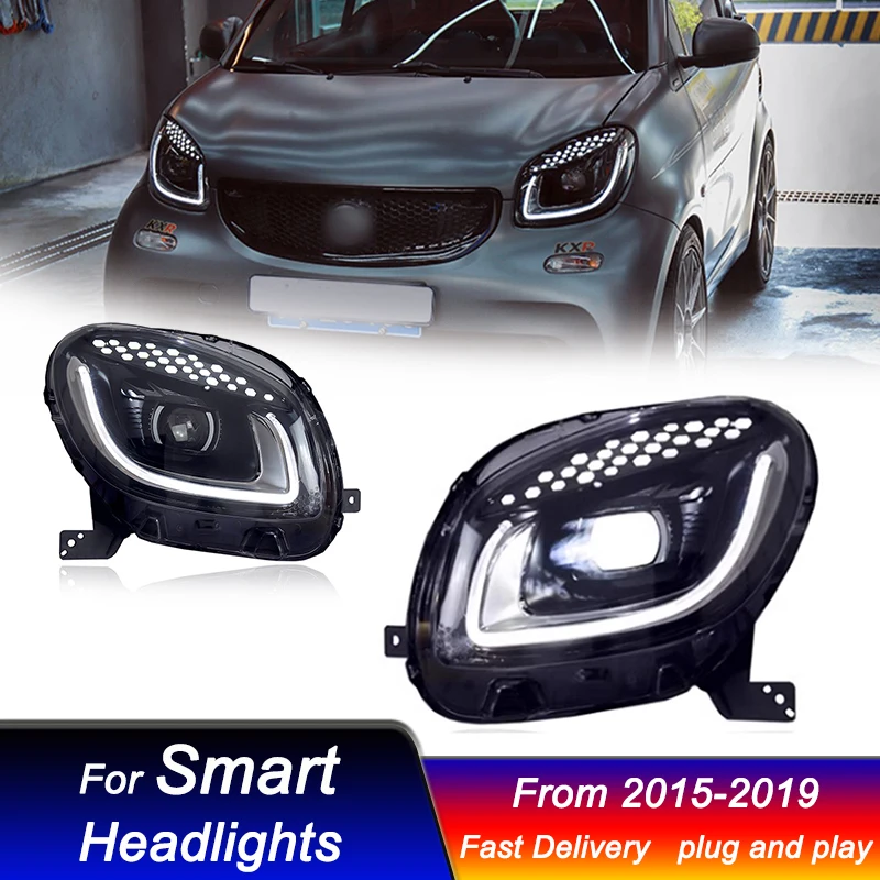 المصابيح الأمامية للسيارة لمرسيدس بنز الذكية 2015-2019 نمط جديد كامل LED رئيس مصباح ترقية DRL إشارة ديناميكية مجموعة الضوء الأمامي