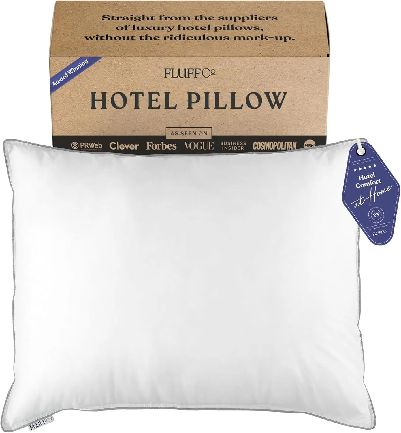 

Hotel Quality Down Alternative Pillow - 300 TC Cotton Cover, Soft, Standard/Queen 20x28, 1-Pack
