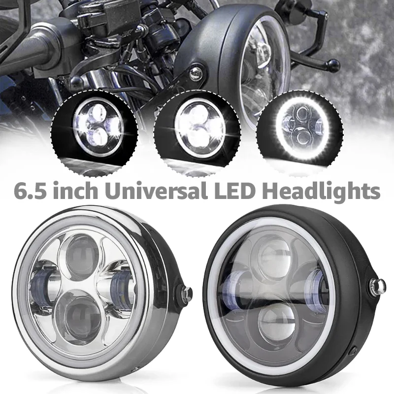 

Universal 6.5 Inch Round LED Motorcycle Headlights Front Waterproof For Cafe Racer Chopper Bobber