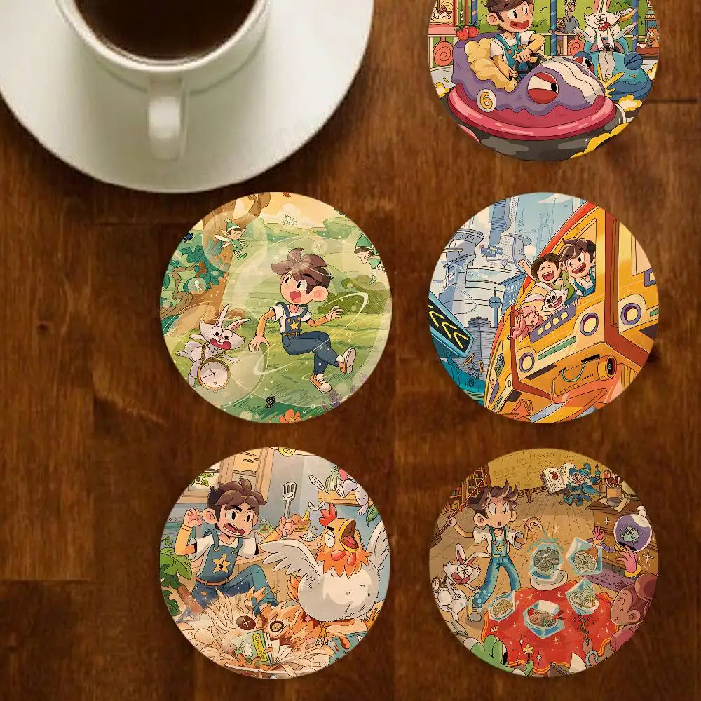 

Childrens Cute Cartoon Illustration Wood Coaster Mug Tea Coffee Cup Pad Heat Resistant Placemats Tableware Decoration