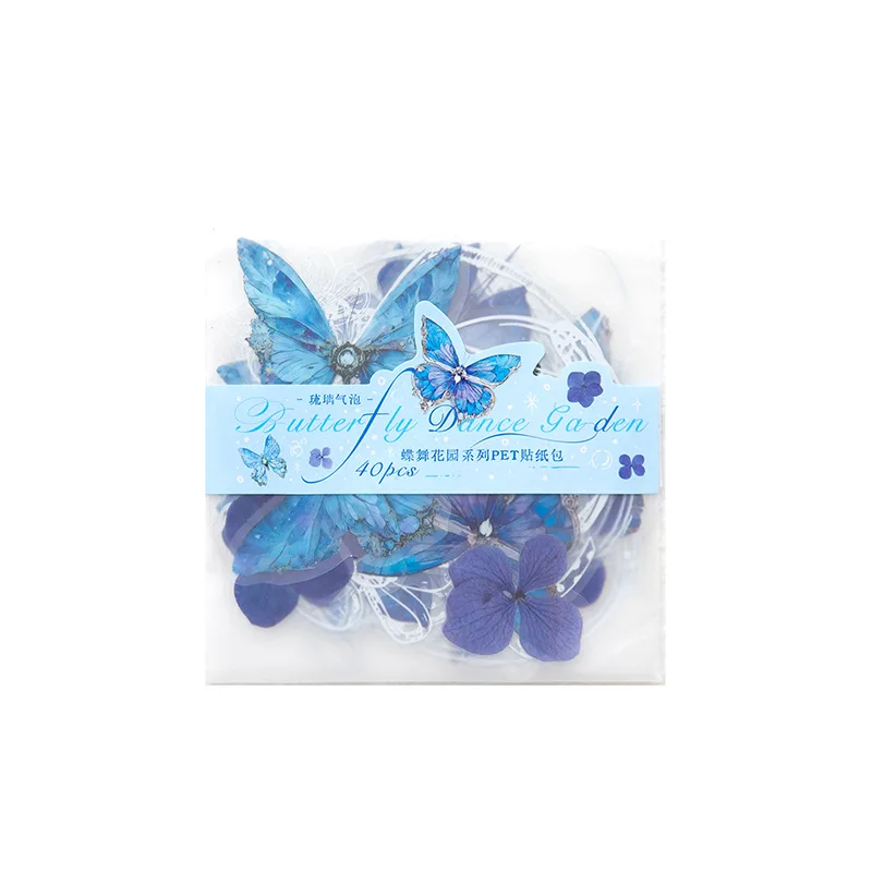 40pcs/lot Laser Holographic Color Butterfly Stickers Shimmer Iridescent Self‑Adhesive Decor Stickers Ornament Supplies