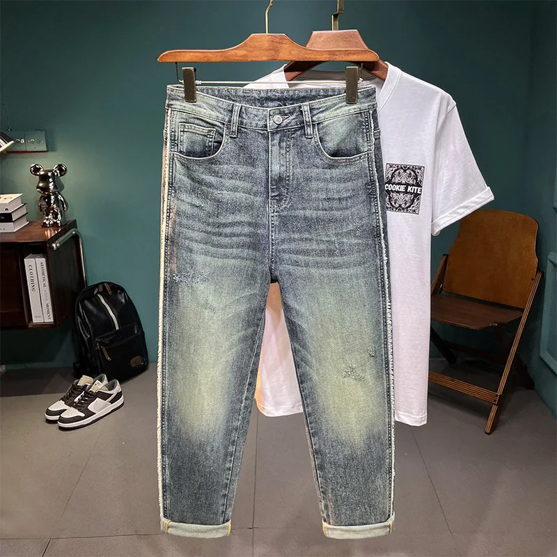 

2024 New retro jeans MEN'S summer thin high street fashionable casual loose straight casual boys jeans