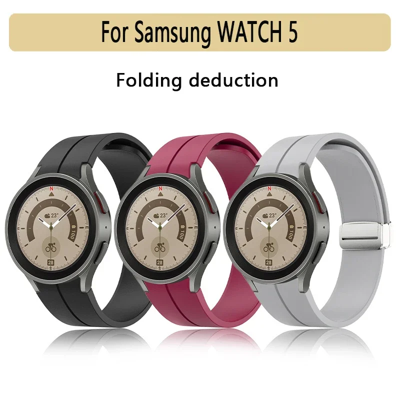 

Original Silicone Strap For Samsung Galaxy Watch 4/5/5 pro/4 Classic/42mm/44mm/40mm/45mm Band have Magnetic Buckle Bracelet 20m