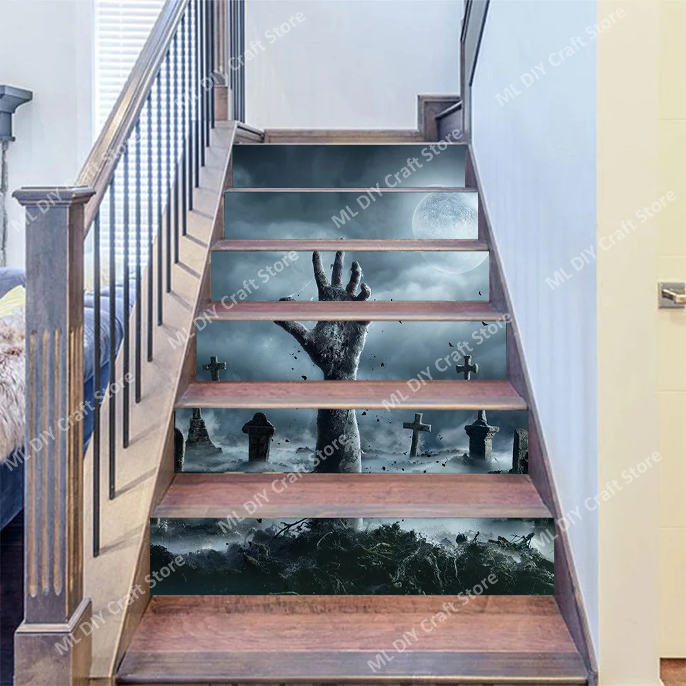 Halloween Grim Reaper Tomb Pattern Wall Stickers Removable Staircase Decoration Staircase Stickers Living Room atmosphere