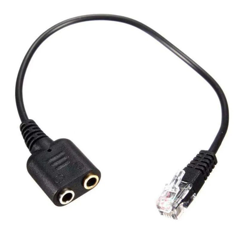 

Double 3.5mm PC Headsets Jacks to RJ9 Desk Phones Jacks Headsets Adapters Cable PC Computer Headsets Telephone Usings 896C