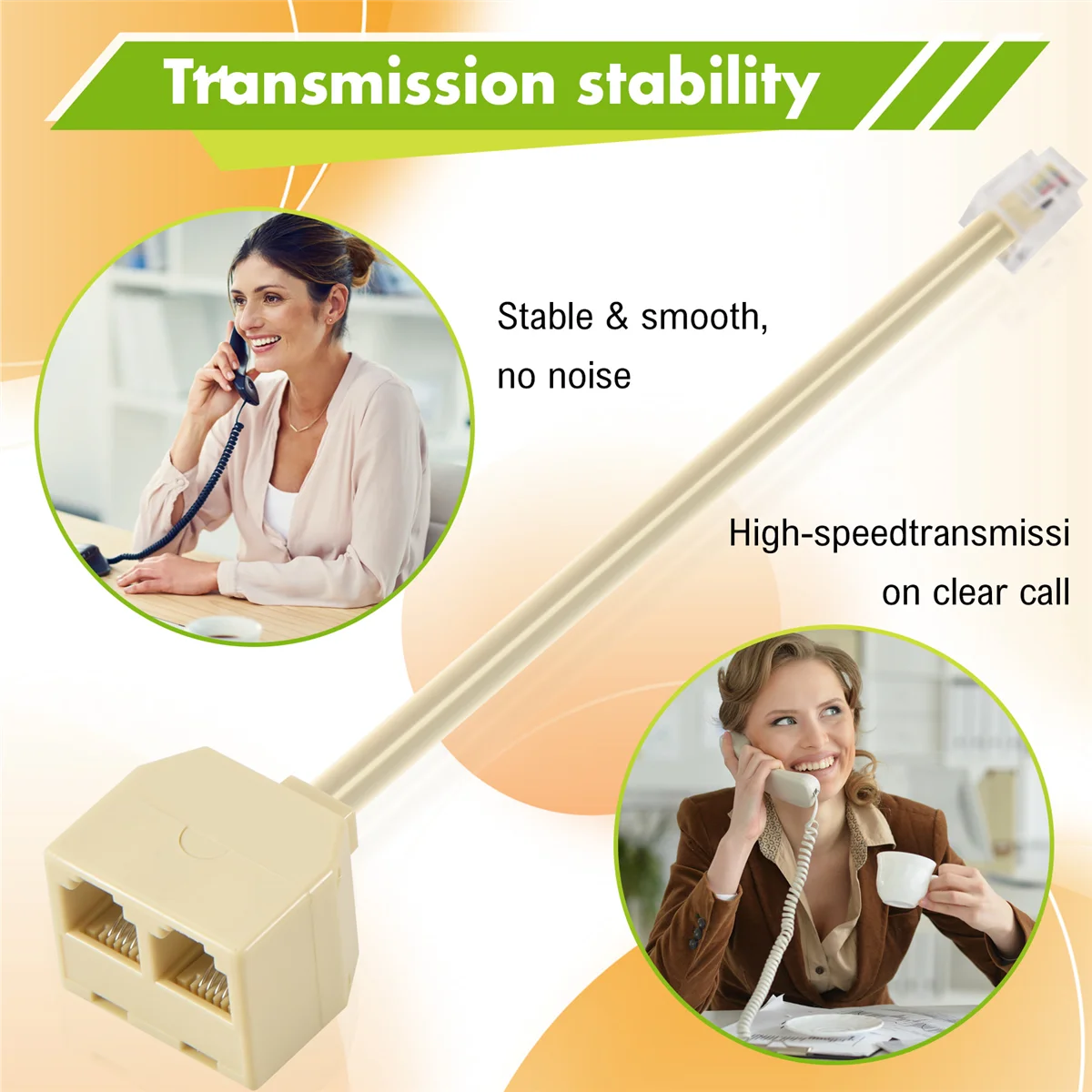 Diskon Besar Konektor RJ 11 6P 4 C 2 X Port Jack M / F Kabel Adaptor Ponsel Splitter Krem