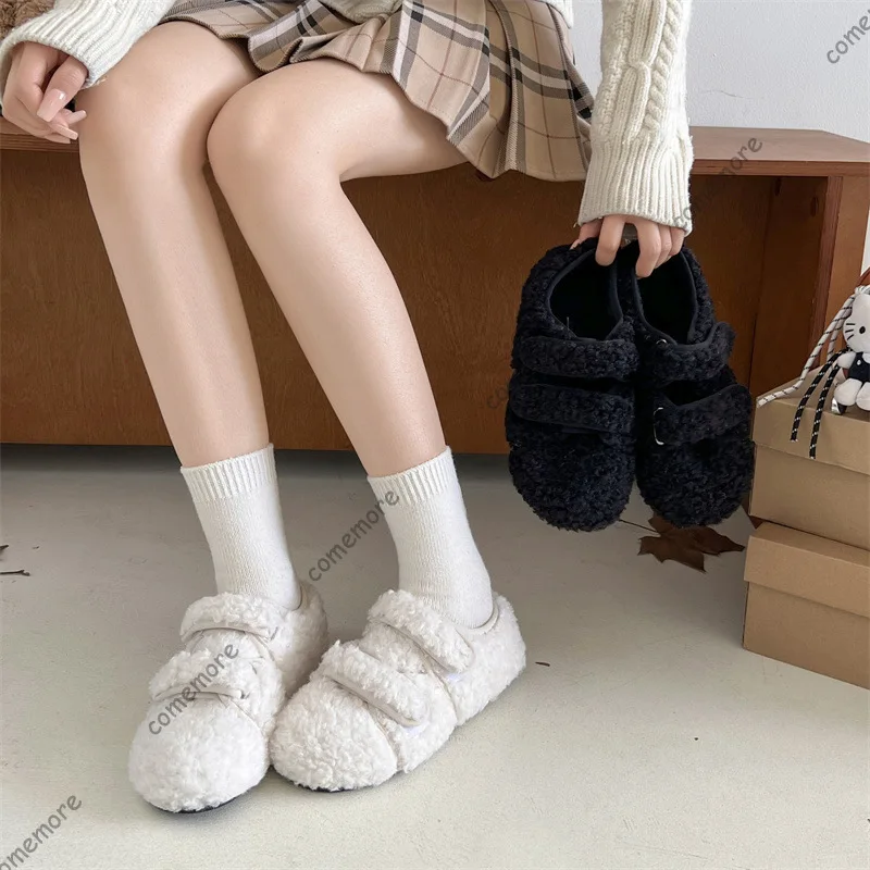 

Comemore Women's Shoes Flat Bottom Wool Shoes Winter New Outside Wear Padded Warm Cottn Shoes for Women Casual Soft Sole Flats