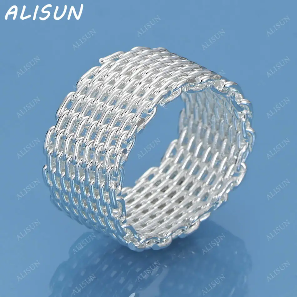 

ALISUN 925 Sterling Silver Designer Wide Ring For Women Men Fashion Jewelry Charm Grace Noble Wedding Accessories