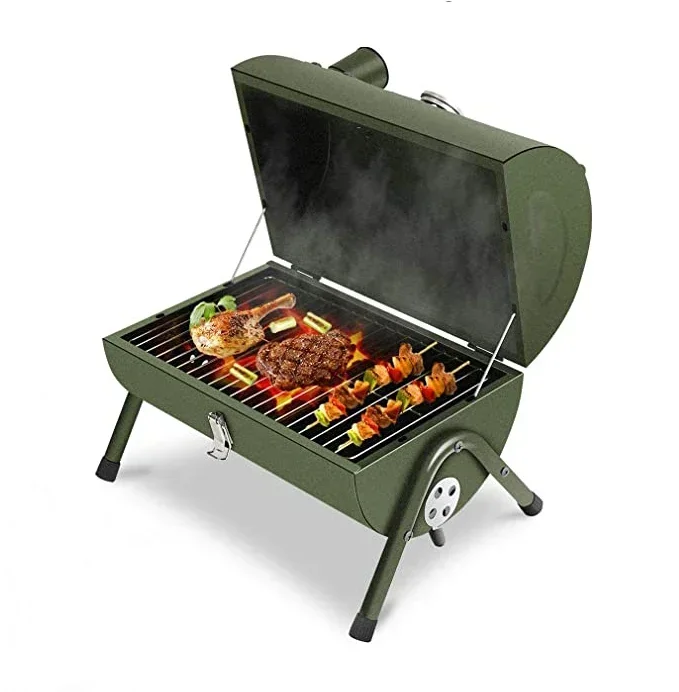 Double Grille Portable Charcoal Grill Camping Thickened Stainless Steel Cooking Charcoal BBQ Grill