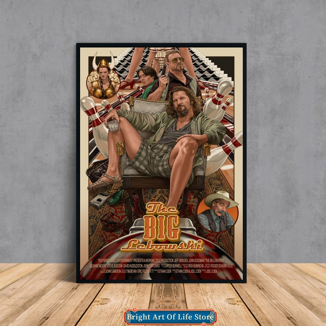 

The Big Lebowski (1998) Classic Movie Poster Cover Photo Canvas Print Apartment Home Decor Wall Painting (Unframed)