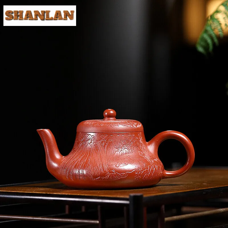 

200ML Elegant Yixing Purple Clay Teapots Handmade Pot Raw Ore Dahongpao Mud Tea Making Kettle Zisha Tea Set Craft Accessories